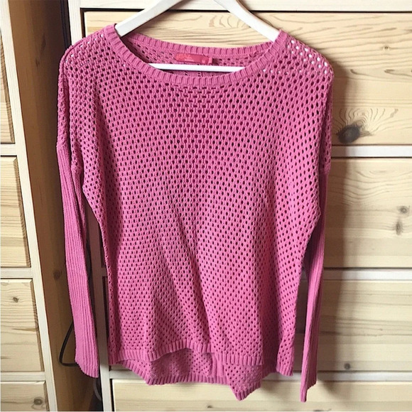 prAna Parker Sweater Open Knit 100% Organic Cotton Red‎ Slate Size Medium - Picture 1 of 3